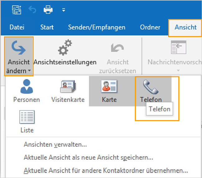 Outlook - Telefonliste anlegen