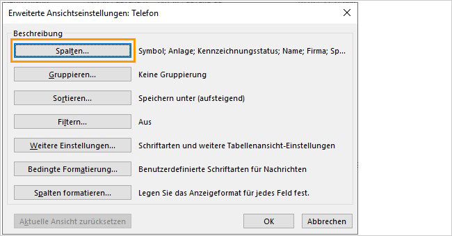 Outlook - Telefonliste anlegen