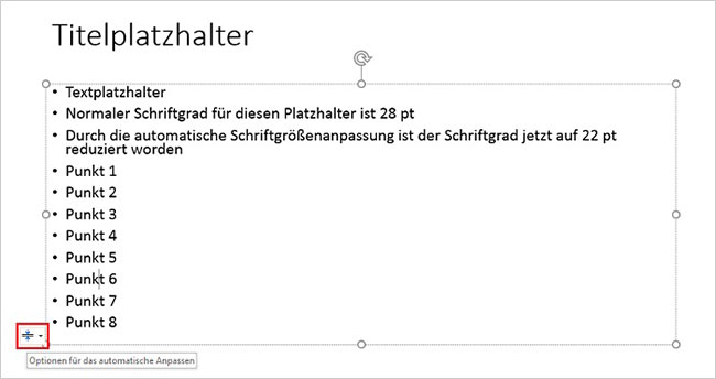 PowerPoint - Schriftverkleinerung