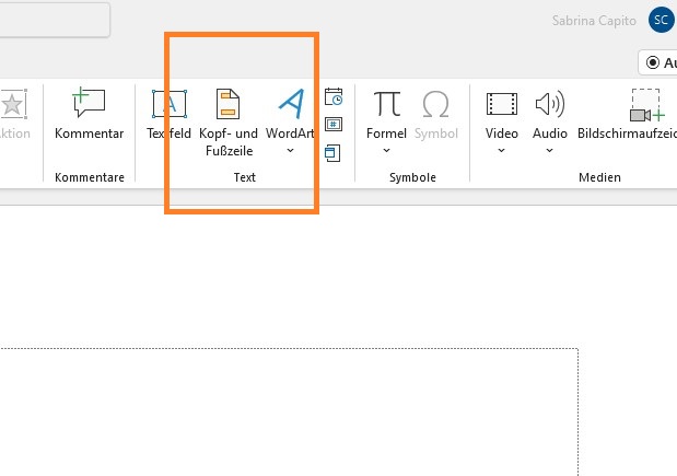 Screenshot 2 - PowerPoint Fußzeile