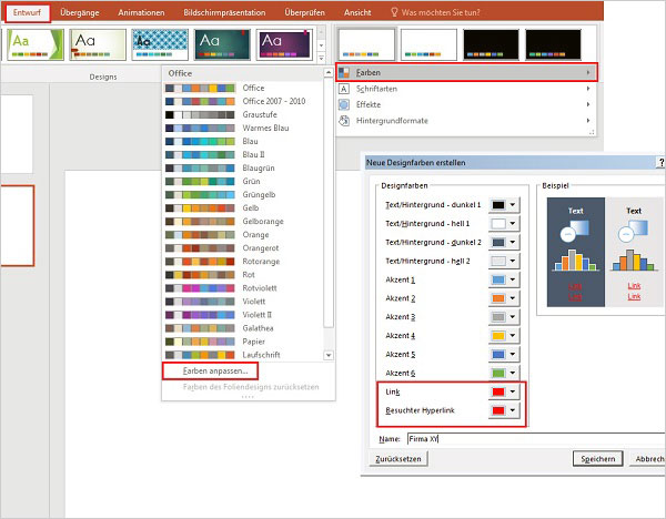 PowerPoint - Hyperlinkfarbe