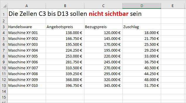 Unsichtbarer Zellinhalt