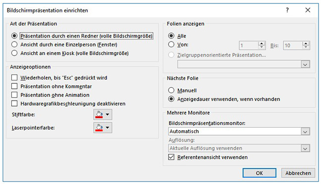 PowerPoint mit zwei Monitoren