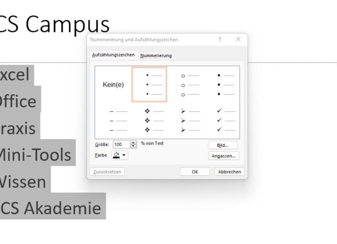Screenshot 2 - PowerPoint Individuelle Aufzählungszeichen