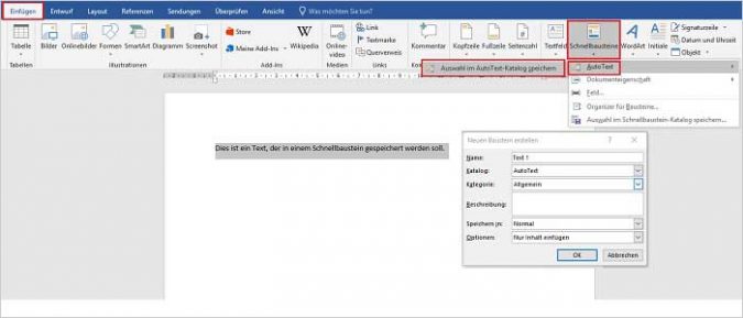 Word Schnellbausteine