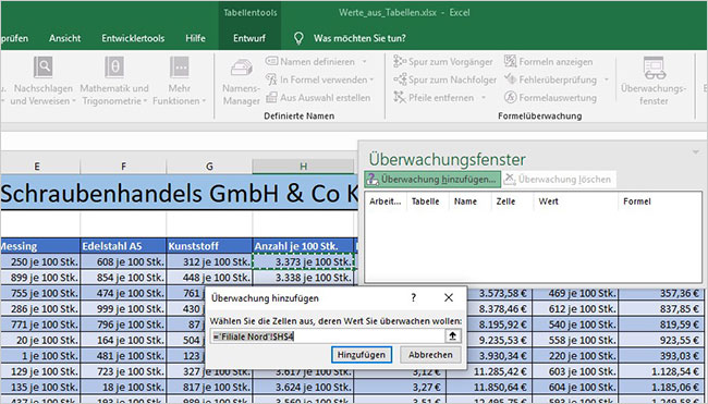 Excel - Überwachungsfenster