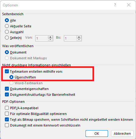 Screenshot 2.2 - PDF mit Textmarken