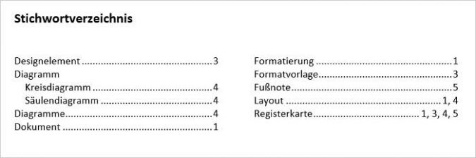 Stichwortverzeichnis mit Word