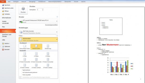 PowerPoint 2010: Notizenbereich