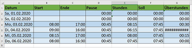 Excel - Rechnen mit negativen Zeiten