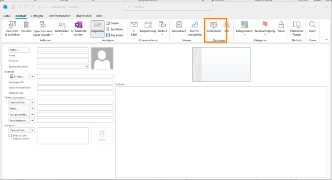 Screenshot 3 Visitenkarte