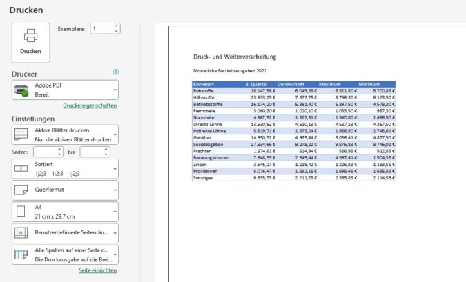 Excel Spalten ausblenden