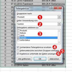 Excel - Zwischenergebnisse