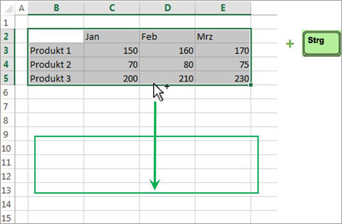 Excel mit Maus und Tastatur