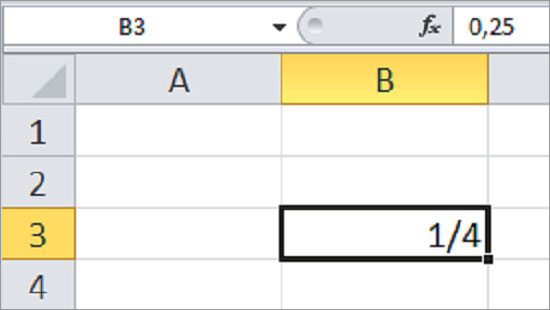 Excel Bruchzahlen