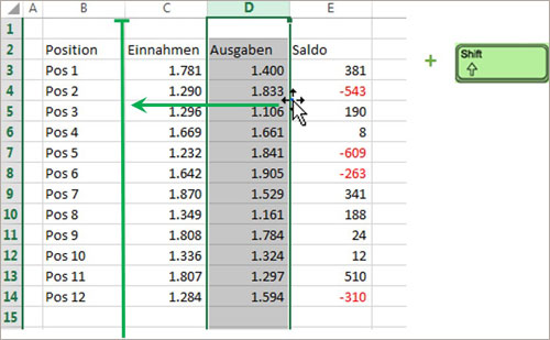 Excel mit Maus und Tastatur
