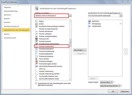 PowerPoint Formen kombinieren