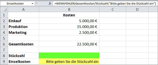 Excel Fehlermeldungen