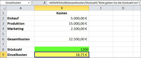 Excel Fehlermeldungen