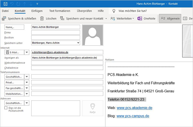 E-Mail-Signatur als Kontakt