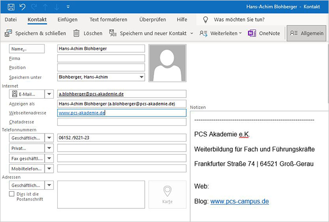 E-Mail-Signatur als Kontakt