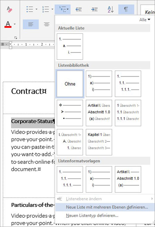 Word - Synchrone Texte