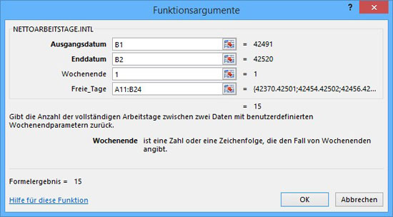Excel - Rechnen mit Feiertagen