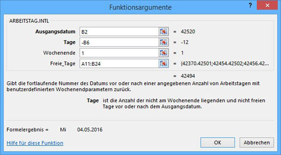 Excel - Rechnen mit Feiertagen