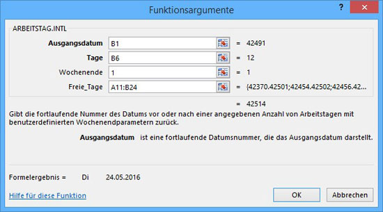 Excel - Rechnen mit Feiertagen
