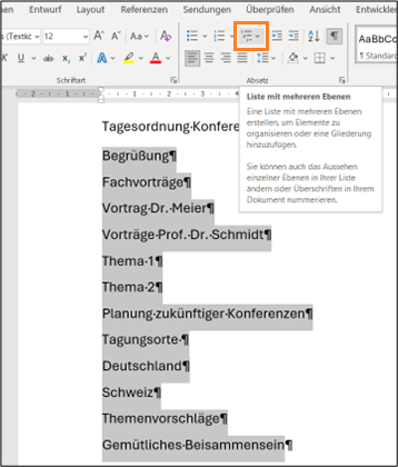 Screenshot 1 Auflistungen
