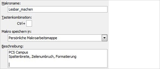 Excel Makros aufzeichnen
