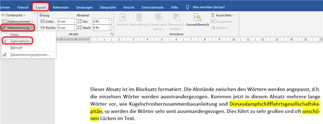 Screenshot 2 - Lückenfreier Blocksatz - neu