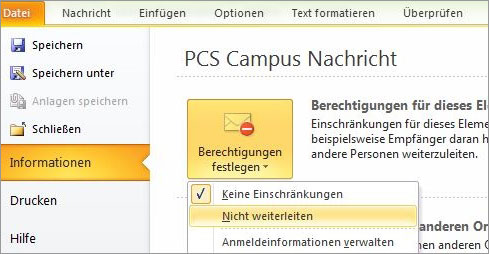 Outlook - Mails schützen