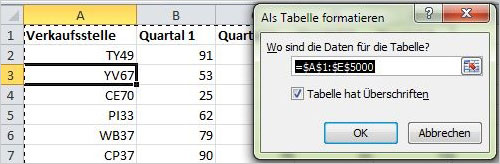 Excel Tabelle einfügen