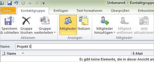 Outlook - Kontaktgruppen anlege