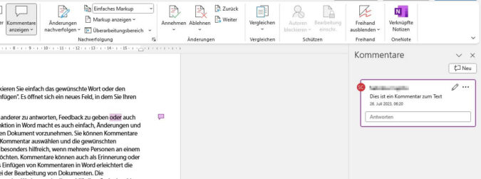 Screenshot 6 - Word Kommentare