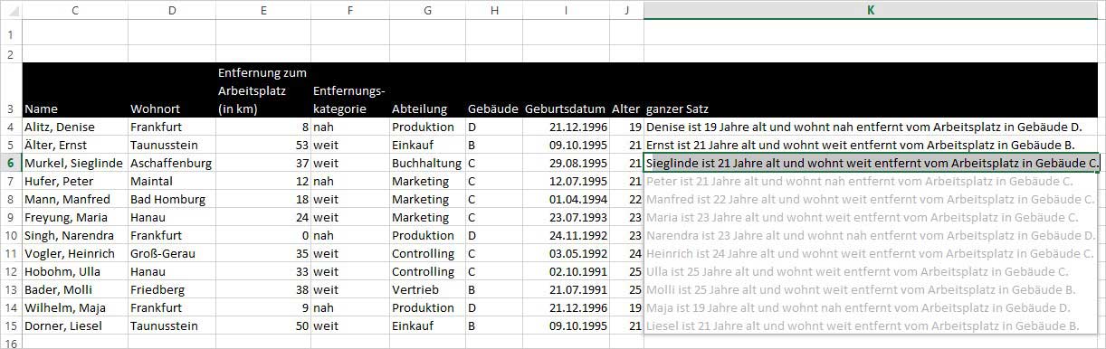 Excel - Blitzvorschau