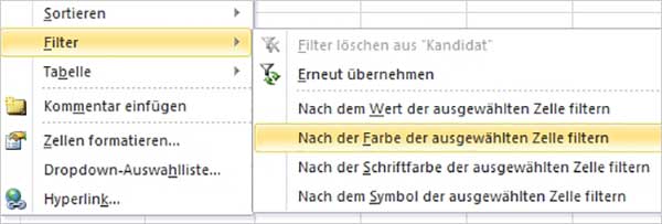Excel - nach Farben sortieren