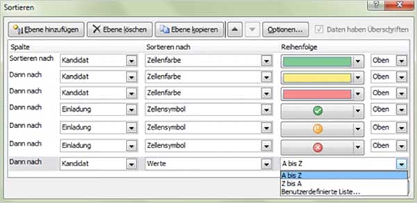Excel - nach Farben sortieren