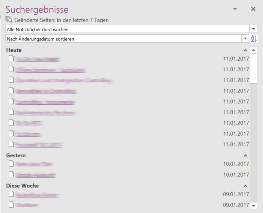 OneNote chronologisch