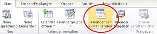 Outlook Kalender versenden