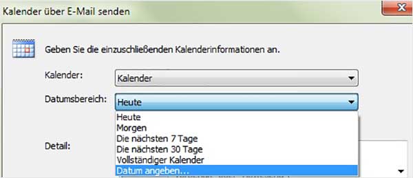 Outlook Kalender versenden