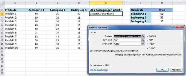 Excel Wahrheitswert