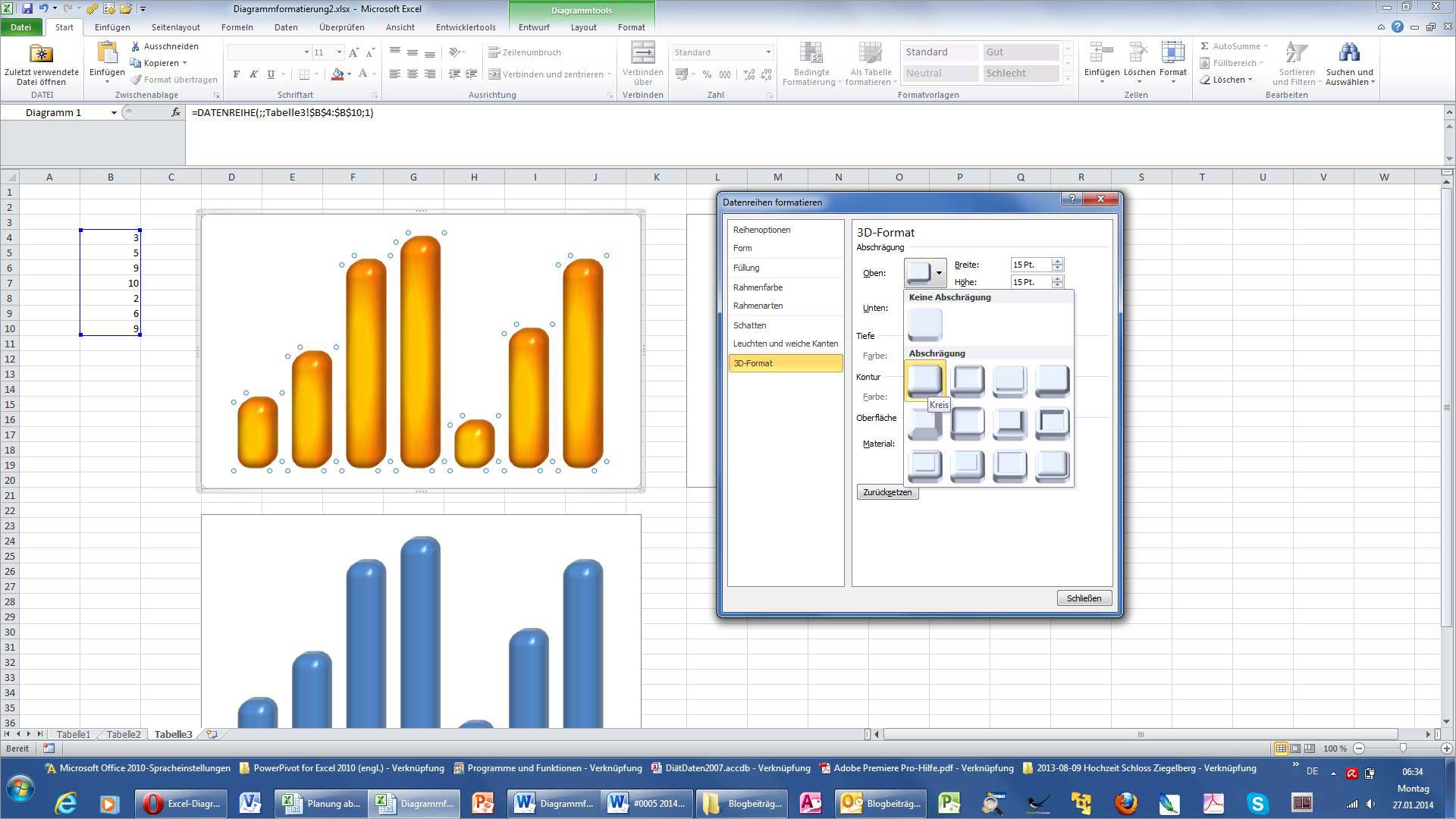 Excel - Glänzende 3D-Säulen