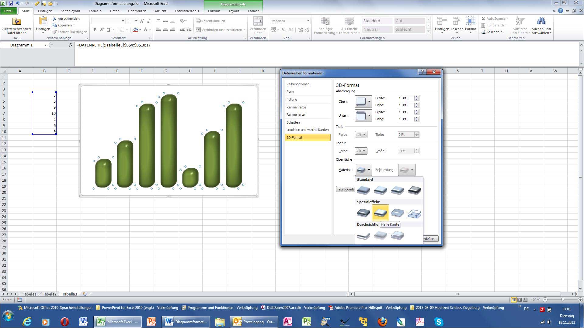 Excel - Glänzende 3D-Säulen