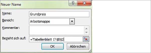 Excel - Formelnamen