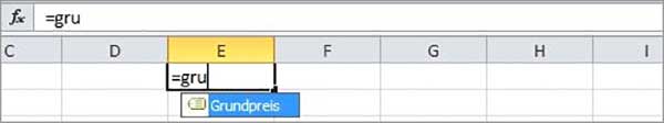 Excel - Formelnamen