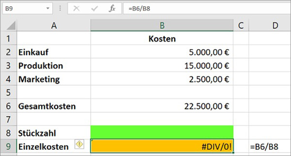 Excel Fehlermeldung ausblenden