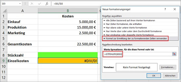 Excel Fehlermeldung ausblenden