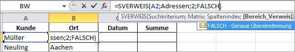 Excel SVERWEIS